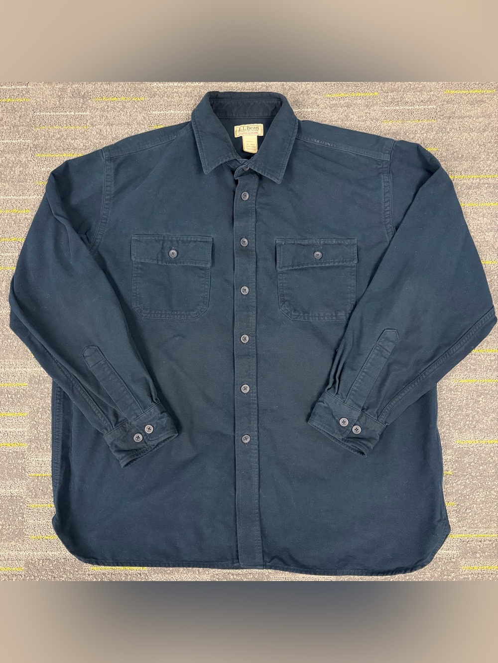 LL Bean Chamois Cloth Button Down Shirt Mens XL Heavyweight Cotton VTG Pockets
